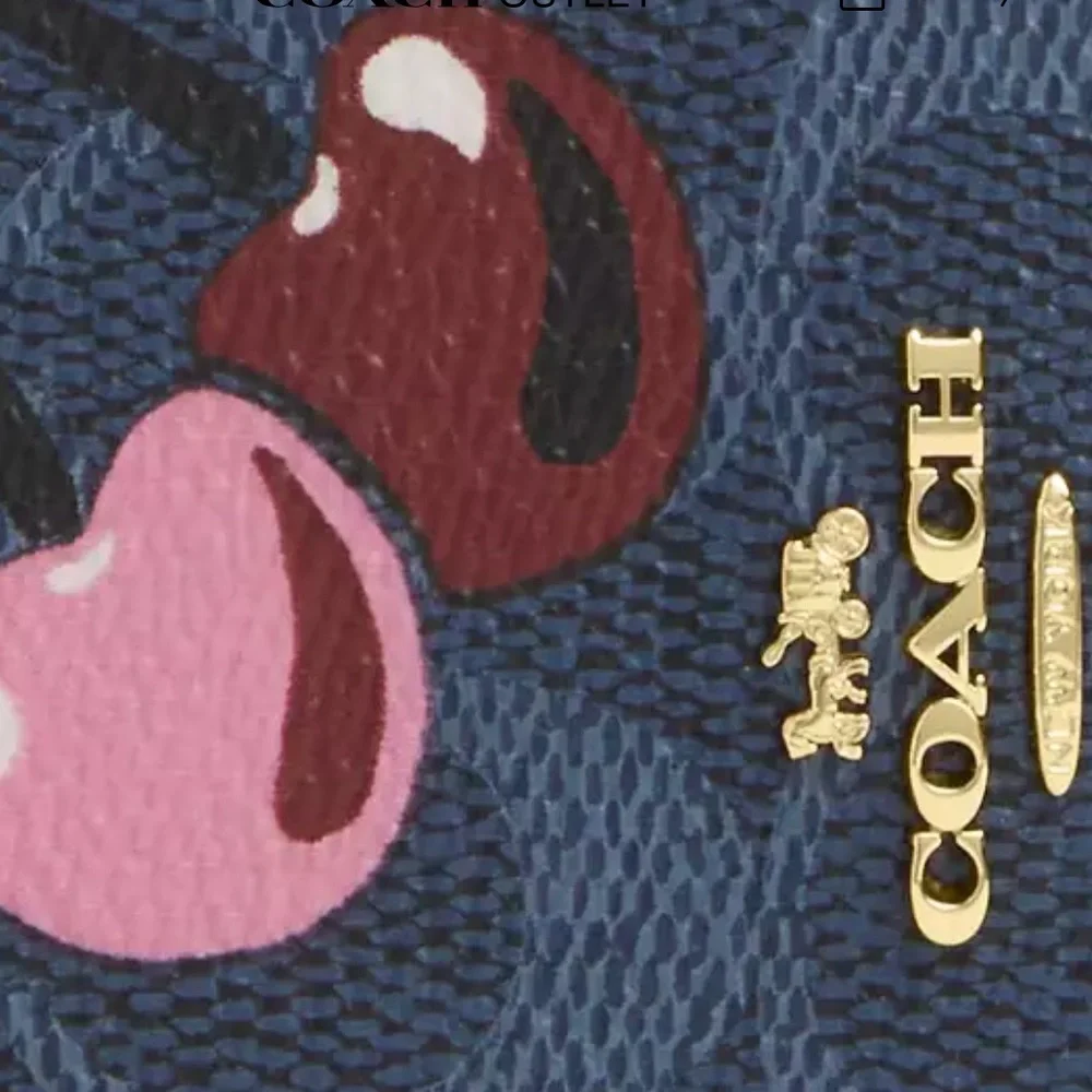 NWT Coach Zip Card Case In Signature With Cherry Gold/denim blue Pink CZ468